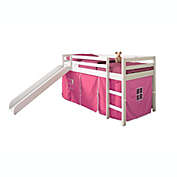 Twin Low Loft Bed in White with Pink Tent Kit