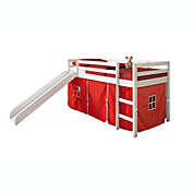 Twin Low Loft Bed in White with Tent Kit