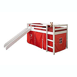 Twin Low Loft Bed in White with Tent Kit