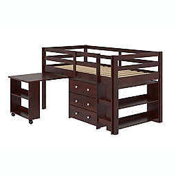 Twin Low Loft Bed with Storage in Cappuccino