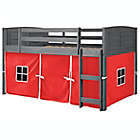 Alternate image 0 for Louvered Twin Low Loft Bed in Antique Grey with Red Tent Kit