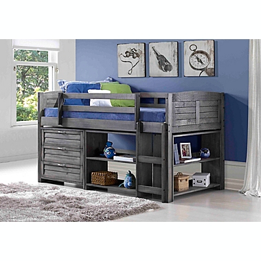 Louver Low Loft Twin Bed in Antique Grey`. View a larger version of this product image.