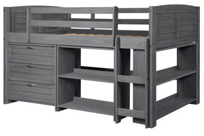 WEEKLY Or Antique Grey Twin Louver Low Loft Bed With Camo Ten – Community  Furnishings