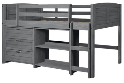 Louver Low Loft Twin Bed in Antique Grey`