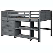 Louver Low Loft Twin Bed in Antique Grey`