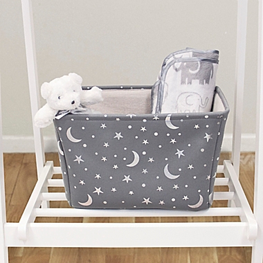 Closet Complete&reg; Moon &amp; Stars Canvas Storage Bin in Grey/Silver. View a larger version of this product image.