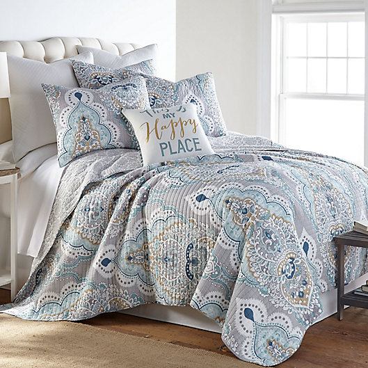 Alternate image 1 for Levtex Home Olyria 3-Piece Reversible Quilt Set in Grey/Blue