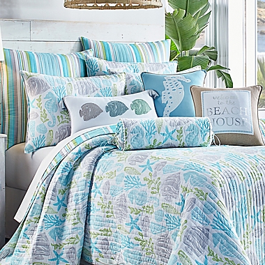 Levtex Home Deva Beach 3-Piece Reversible Full/Queen Quilt Set in Teal. View a larger version of this product image.