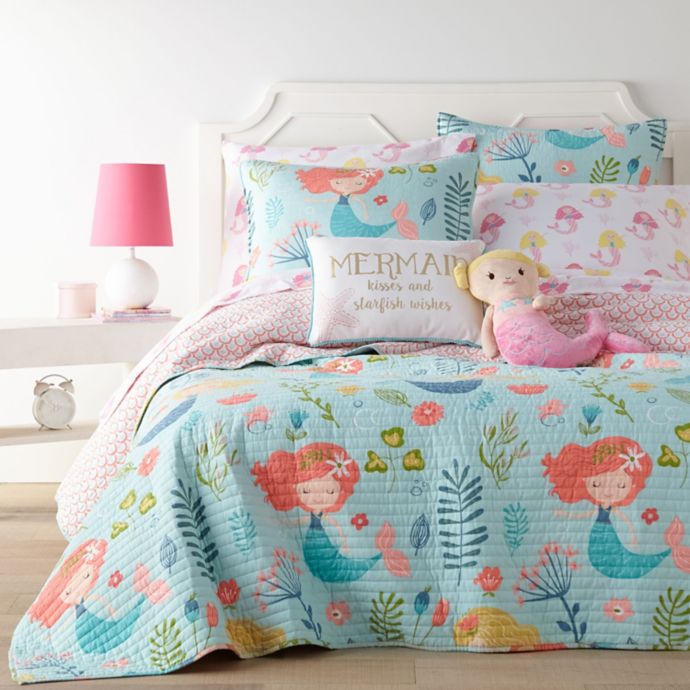 Levtex Home Andrina Quilt Set in Aqua/Coral | Bed Bath ...