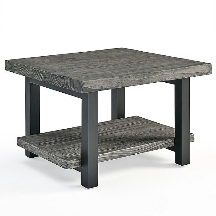 27" Pomona Metal and Reclaimed Wood Square Coffee Table Slate Gray - Alaterre Furniture
