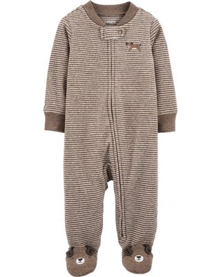 carter's® Size 3M Dog 2-Way Zip Heathered Sleep & Play Footie in Brown