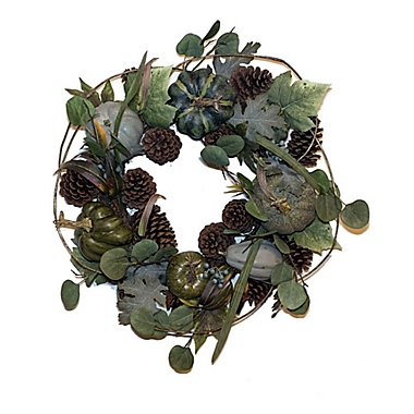 Bee &amp; Willow&trade; 26-Inch Deluxe Harvest Pumpkin Wreath in Green. View a larger version of this product image.