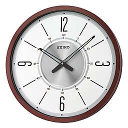 Seiko 20-Inch Modern Wall Clock in Brown/White