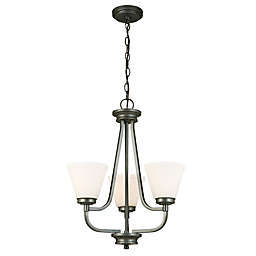 EGLO Mayview 3-Light Chandelier in Graphite with Glass Shades