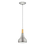 EGLO Sabinar 1-Light Small Pendant with Brushed Nickel Metal Shade