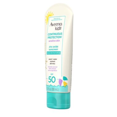 Aveeno&reg; Kids Continuous Protection&reg; 3 oz. Sweat + Water Resistant SPF 50 Sunscreen. View a larger version of this product image.