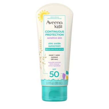 Aveeno&reg; Kids Continuous Protection&reg; 3 oz. Sweat + Water Resistant SPF 50 Sunscreen. View a larger version of this product image.