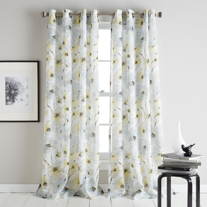 DKNY Modern Bloom Grommet Sheer Window Curtain Panel Bed Bath and