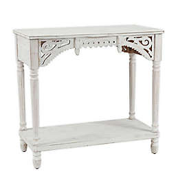 Luxen Home Rustic White Entryway and Console Table