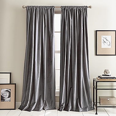 DKNY Modern Knotted Velvet 108-InchRod Pocket Window Curtain Panels in Charcoal (Set of 2). View a larger version of this product image.