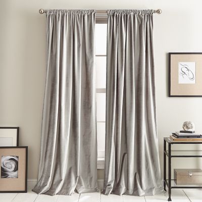 DKNY Modern Knotted Velvet 84-Inch Rod Pocket Window Curtain Panels in Silver (Set of 2)