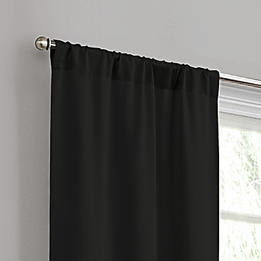Eclipse Forrester 63-Inch Rod Pocket Room Darkening Window Curtain Panels in Black (Set of 4). View a larger version of this product image.