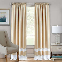 MyHome Darcy 63-Inch Rod Pocket Window Curtain Panel in Tan/White (Single)
