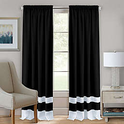 MyHome Darcy 63-Inch Rod Pocket Window Curtain Panel in Black/White (Single)