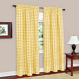 MyHome Buffalo Check 63-Inch Rod Pocket Light Filtering Curtain Panel in Yellow (Single)