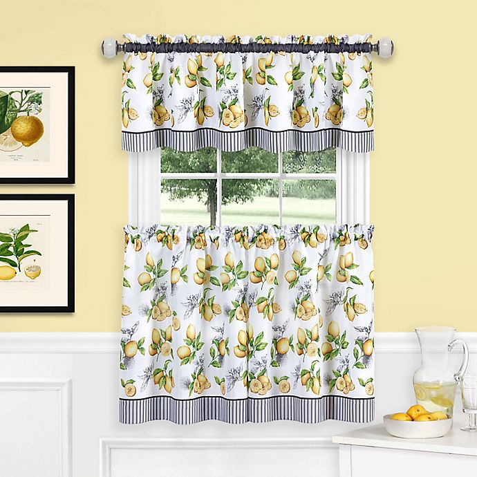 MyHome Lemon Drop 36-Inch Window Curtain Tier Pair and Valance in Yellow