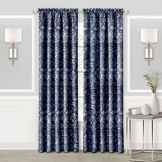 Alternate image 1 for MyHome Charlotte 63-Inch Rod Pocket Window Curtain Panel in Navy (Single)