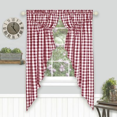 MyHome Buffalo Check 2-Pack 63-Inch Window Swag Valances