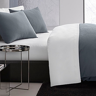 Vera Wang&reg; Waffle Pique 3-Piece King Duvet Cover Set in Midnight Blue. View a larger version of this product image.