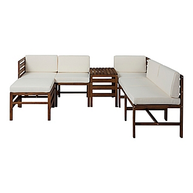 Forest Gate&trade; 7-Piece Modular Acacia Wood Patio Sectional Set in Dark Brown/White. View a larger version of this product image.