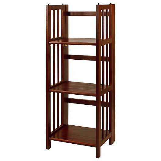 3 Shelf Folding 14 Inch Wide Bookcase, Collapsible Wooden Bookcase