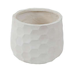 Luxen Home Geometric Fiberclay Planter with Stand in White