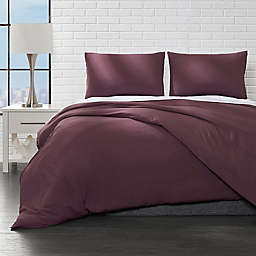Ella Jayne Home Collection Brushed 3-Piece Full/Queen Duvet Cover Set in Eggplant