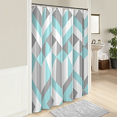 Marble Hill 72-Inch x 72-Inch Lena Shower Curtain in Aqua/Grey. View a larger version of this product image.