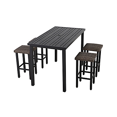 Barrington 5-Piece High Patio Dining Set in Brown. View a larger version of this product image.