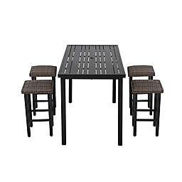 Barrington 5-Piece High Patio Dining Set in Brown