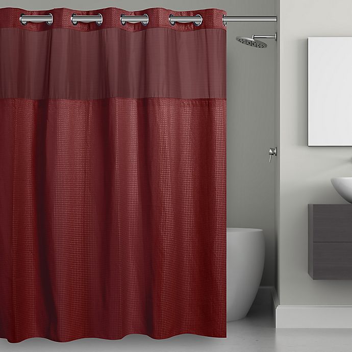 Waffle 71 Inch X 74 Fabric Shower, Grey And Red Shower Curtain