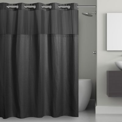 Hookless&reg; Waffle 71-Inch x 74-Inch Fabric Shower Curtain in Black