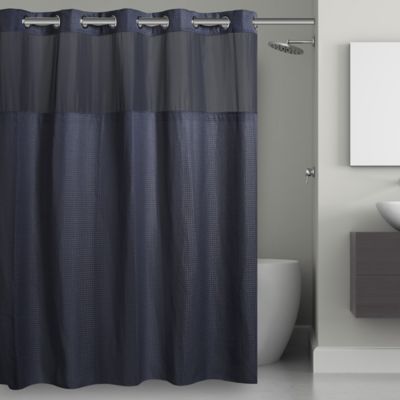 Hookless&reg; Waffle 71-Inch x 74-Inch Fabric Shower Curtain in Navy