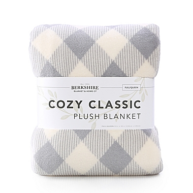 Berkshire Blanket&reg; Serasoft&reg; Twin Plush Blanket in Grey Plaid. View a larger version of this product image.