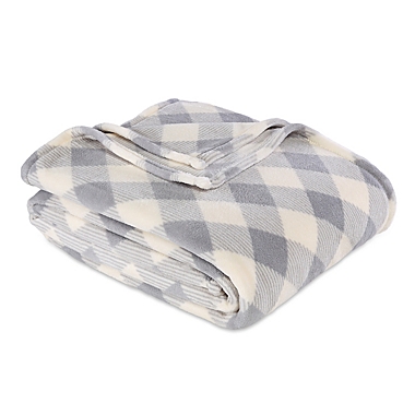 Berkshire Blanket&reg; Serasoft&reg; Twin Plush Blanket in Grey Plaid. View a larger version of this product image.