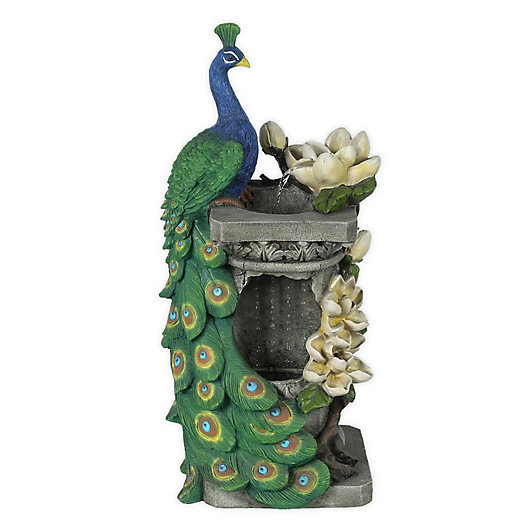 Alternate image 1 for Luxen Home Polyresin Peacock Outdoor Fountain with LED Light