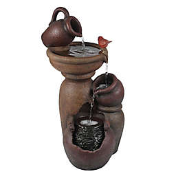 Luxen Home Roma Pitcher Pot Tiered Outdoor Fountain in Brown