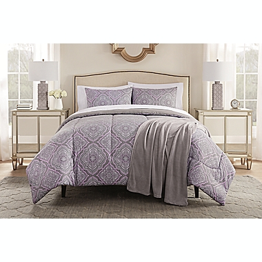Details about   New Beautiful 8 Piece Bed in Bag Bedding Set Queen Purple Floral Complete Sheets 