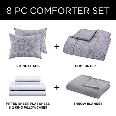 Lilly 8-Piece Full Comforter Set in Purple. View a larger version of this product image.