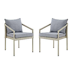 Alaterre Furniture™ All-Weather Wicker Chairs in Light Grey with Cushions (Set of 2)
